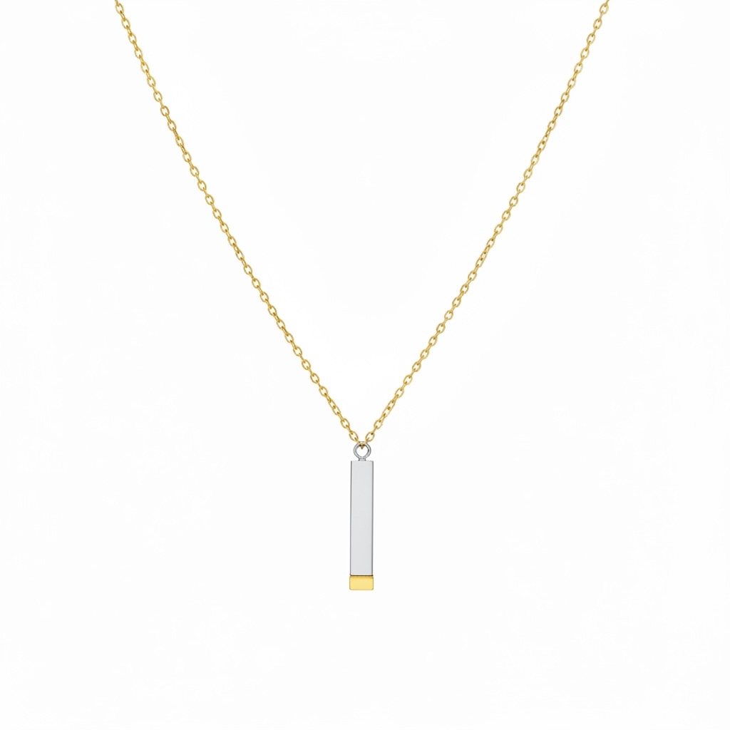 Hidden Bar Message Necklace Silver