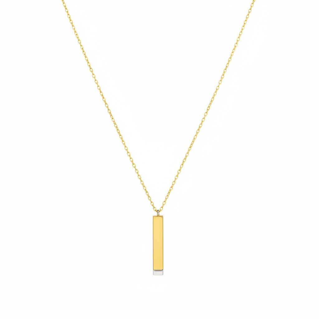 Hidden Bar Message Necklace Gold