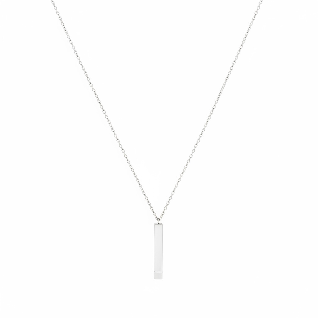 Hidden Bar Message Necklace Silver