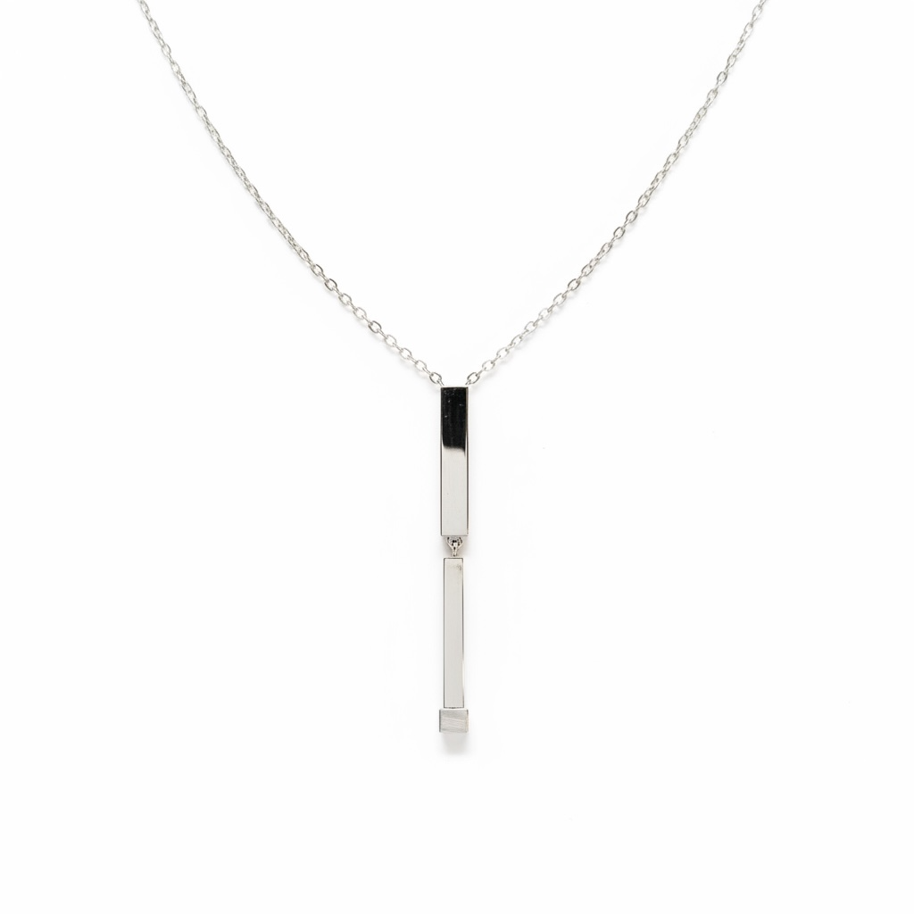 Hidden Bar Message Necklace Silver