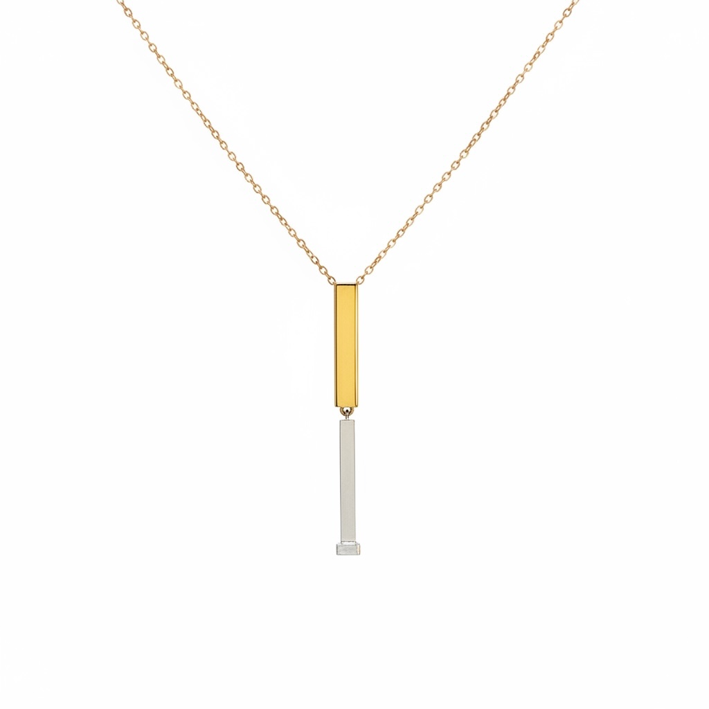 Hidden Bar Message Necklace Gold